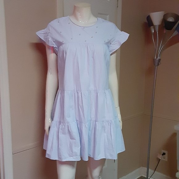 Philosophy Dresses & Skirts - Philosophy Light Blue Baby Doll Dress W/ Pearls